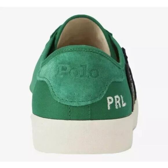 Men Polo Ralph Lauren Green Patchwork Nelson Sneakers Boat Shoe Size 9 - Picture 4 of 5